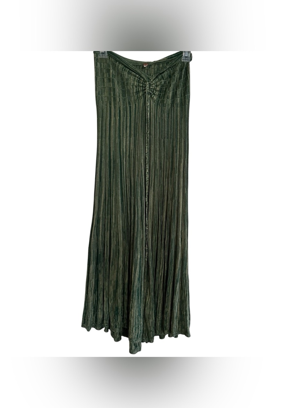 Free People Green Silvia Sweater Convertible Maxi Skirt Crinkled Pleated Boho M - Picture 3 of 10